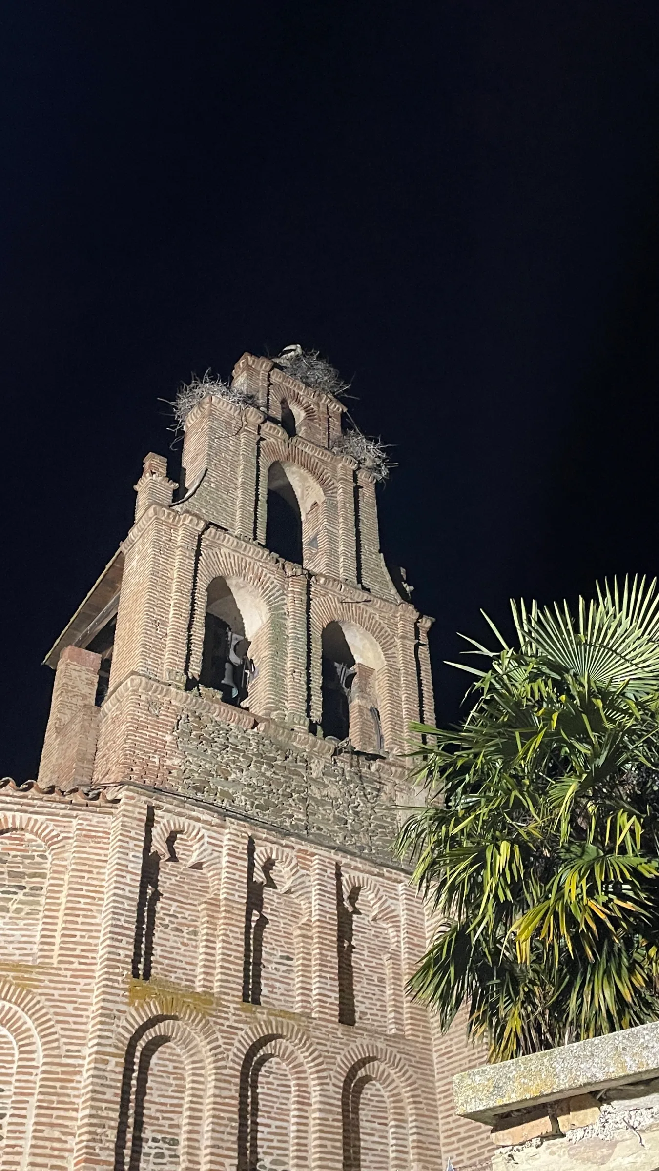 Iglesia de Santiago de Alba de Tormes iluminada de noche